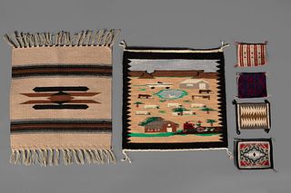 Diné [Navajo] and Chimayo, Group of Five Miniature Textiles
