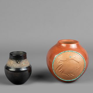 San Ildefonso, Dora Tse-Pe and Tse-Pé Gonzales, Group of Two Pottery Vessels
