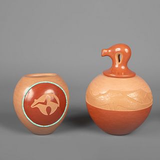 San Ildefonso, Russell Sanchez, Group of Two Small Redware Pots