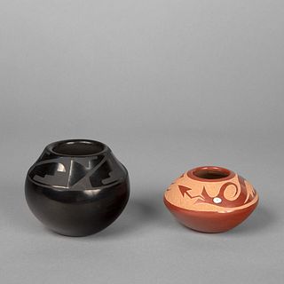 San Ildefonso and Santa Clara, Group of Two Pottery Vessels