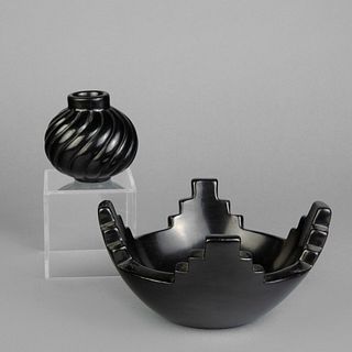 Santa Clara, Group of Two Small Blackware Pottery Vessels