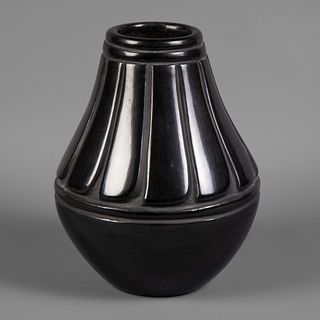 Santa Clara, Angela Baca, Carved Blackware Jar