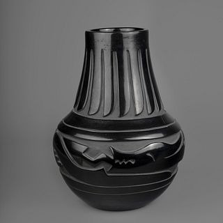 Santa Clara, Pablita Chavarria, Carved Blackware Vase