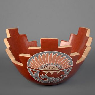 Santa Clara, Belen Tapia, Polychrome Redware Kiva Bowl
