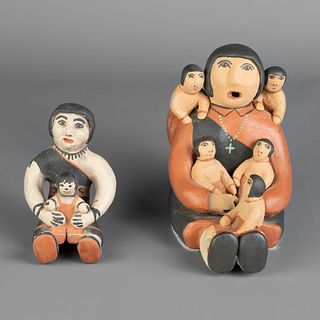 Cochiti and Jemez, Group of Two Storyteller Pottery Figures