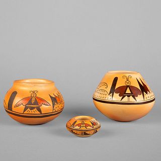 Hopi, Group of Three Small Pottery Vessels