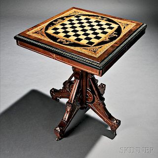 American Renaissance Revival Walnut Games Table