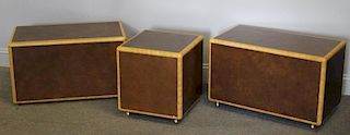 Set of 3 Two Tone Wood Cube Occasional Tables.