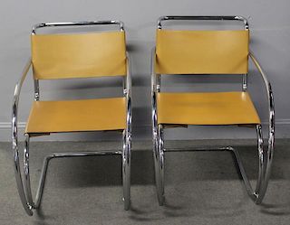 Pair of Modern MR-10 Style Chrome Chairs.