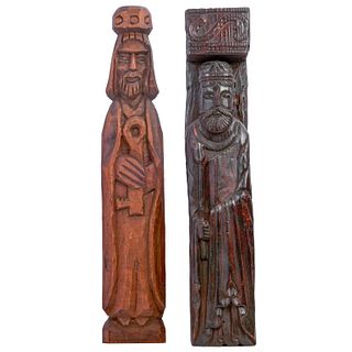 Pair of wood carved continental term figures