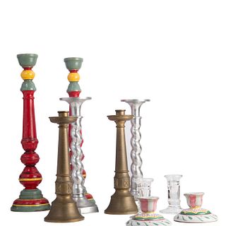Misc assorted five pairs decorative candlesticks