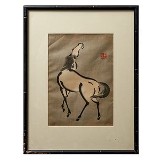 Woodblock print of Horse by Yoshijiro Urushibara