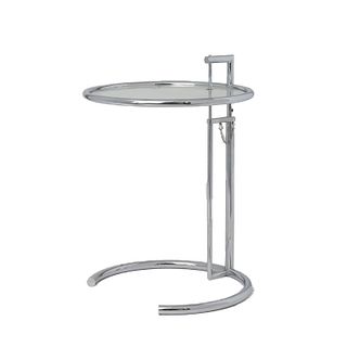Mid-Cent. Mod. Eileen Gray Chrome Glass side table