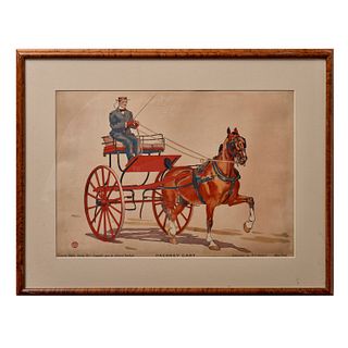 Pair of  Illustrated Horse and Carriage