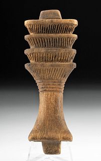 Egyptian Carved Wood Amulet Djed Pillar