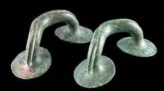 Classical Greek Leaded Bronze Vessel Handles (pr)