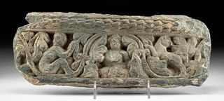 Gandharan Schist Relief Panel Seated Figure & Animals