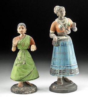 20th C. Indian Papier-Mache Thanjavur Bobble Dancers