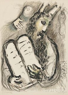 Marc Chagall (Russian/French, 1887-1985)      Moses and the Table of the Law