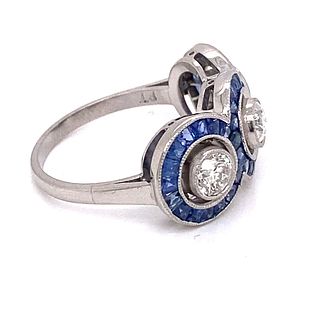 Platinum 3 Diamond Sapphire Ring