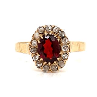 BE MINE 18k Victorian Garnet And Diamond Ring 
