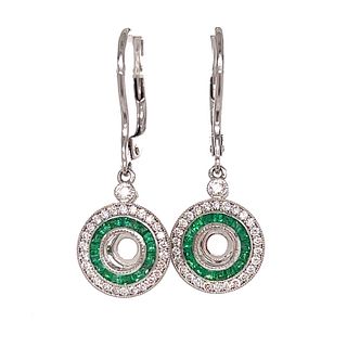 BE MINE 18k Diamond Emerald Drop Earrings 