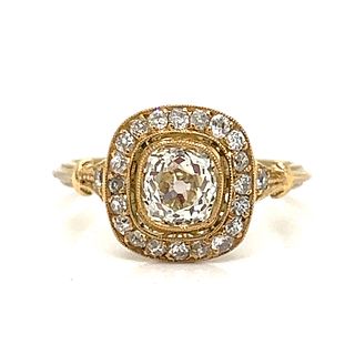 BE MINE Art Deco 18k Diamond  Engagement Ring 