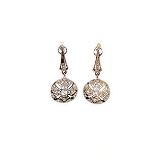 BE MINE Art Deco 18k Platinum Diamond Drop Earring 