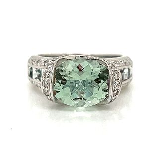 BE MINE 18k Aquamarine Diamond Engagement Ring
