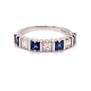 BE MINE 14k Half Eternity Diamond & Sapphire Ring