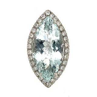BE MINE 18k Diamond Aquamarine Marquise Shape Ring 