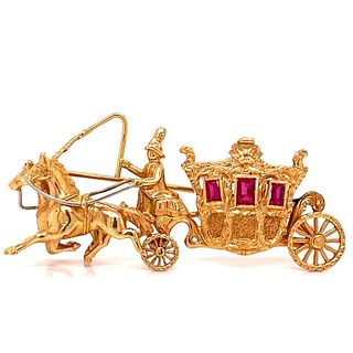18k Carriage Ronin Miniatures Brooch  