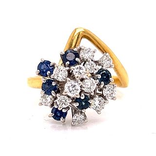 18k Avant Garde Diamond Sapphire Ring