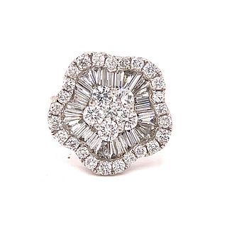 18k Diamond Flower Ring 