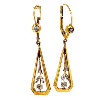 1920â€™ 18k Platinum DiamondÂ  Drop Earrings