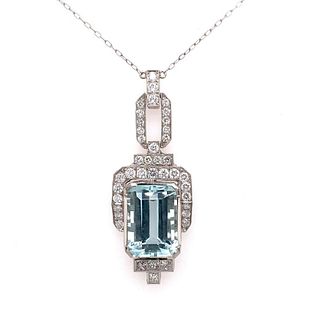Platinum Diamond Aqua Necklace