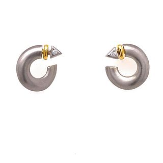 18k Platinum Diamond Open Circle Earrings