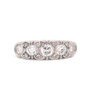BE MINE Art Deco Platinum 5 Diamond Ring 