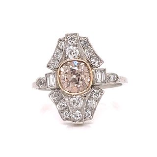 BE MINE Art Deco Platinum 18k Diamond Ring 