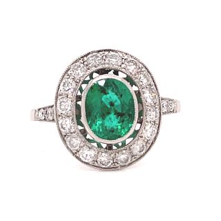 BE MINE Platinum Colombian Emerald Diamond Target Ring 