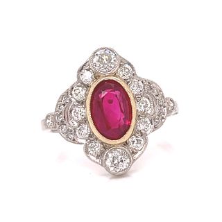 BE MINE Platinum Diamond Ruby Cert Ring 