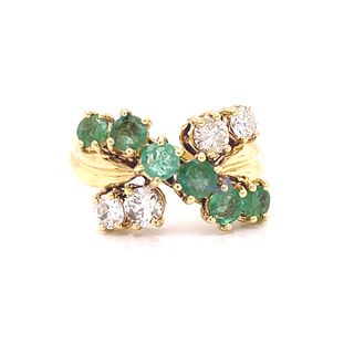 Edwardian 18k Diamond Emerald Ring 