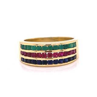 BE MINE 18k Sapphire Ruby Emerald Ring 