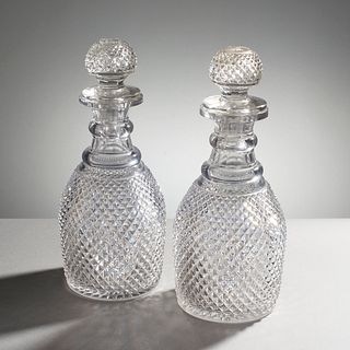 Pair Early Cut Glass Decanters With Cut Glass Stoppers