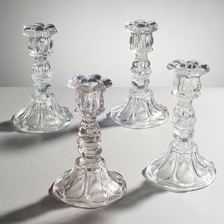 Group Of 4 American Flint Glass Candlesticks