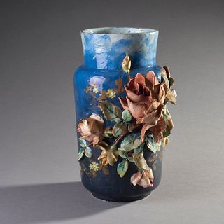 Edouard Gilles, French Majolica Barbotine Vase