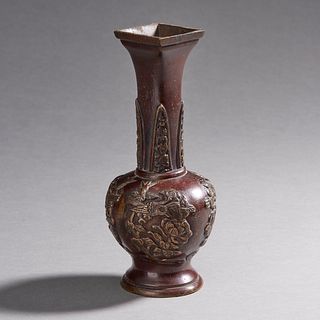 Asian Bronze Vase Having A Bulbous Body