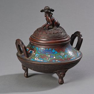 Chinese Champleve Bronze Censer, 19th - 20th Century