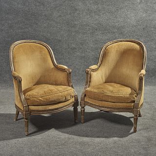 Pair 19th Century French Upholstered Armchairs