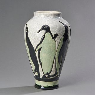 Large Charles Catteau Penguin Vase For Boch Freres